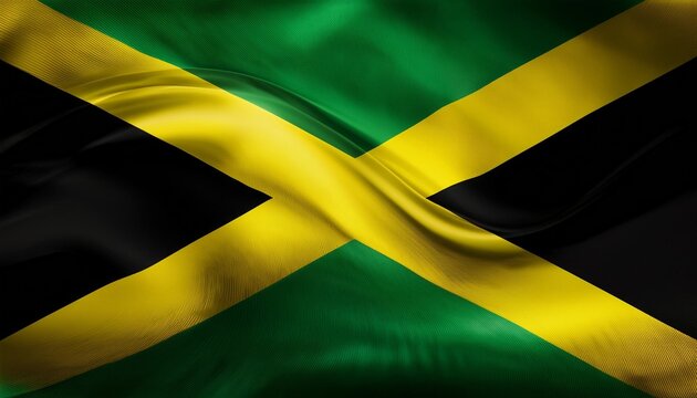 dynamic flow of the jamaican flag in bold green yellow and black