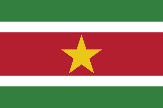 National flag of Suriname. Suriname flag. Vector illustration. 