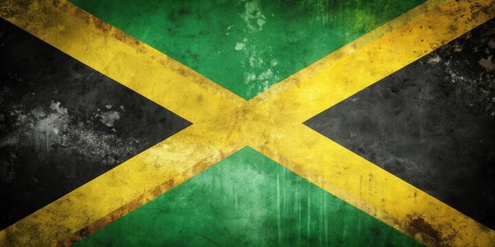 of Jamaica flag with a grunge effect , Jamaica, flag, grunge,country, Caribbean, national, symbol, distressed, vintage, textured