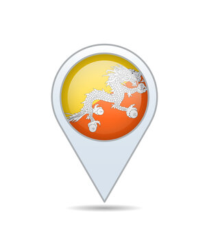 Bhutan - flag pin for map. Vector illustration.