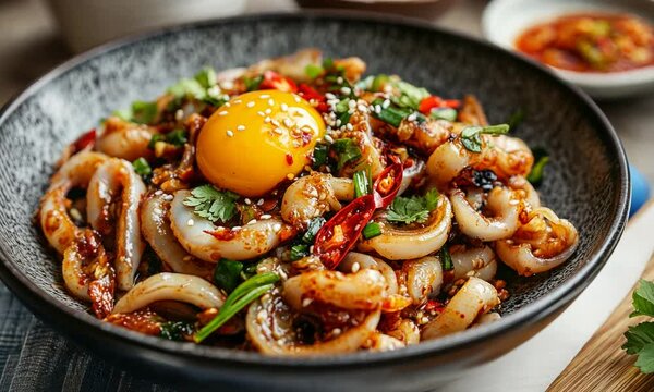 Spicy Stir-fried Squid with Egg Yolk