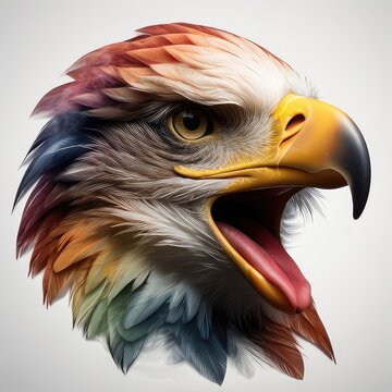 Watercolor Eagle Portrait, clipart Illustration,Watercolor fireworks eagle and american flag, clipart Illustration