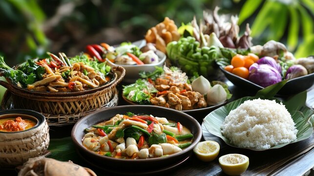 A variety of Thai food.