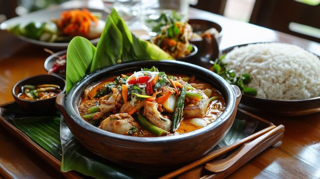 A variety of Thai food.