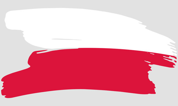 Poland flag brush paint texture. Grunge Poland flag. Polish emblem brush concept