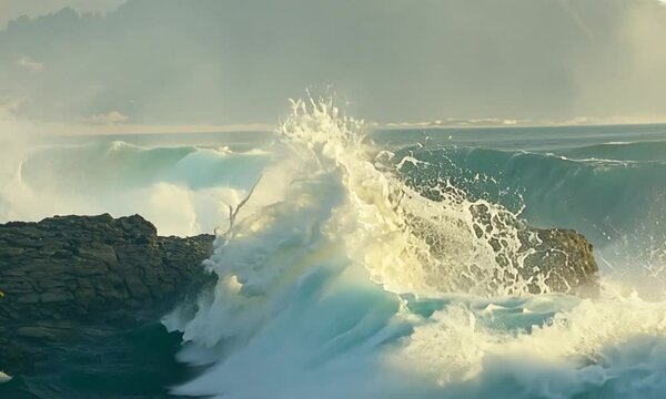 waves crashing on the beach