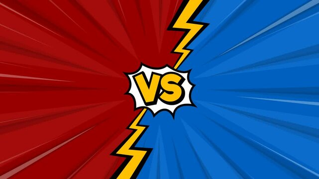 versus duel fight effect cartoon retro comic style background frame animation rays footage video	