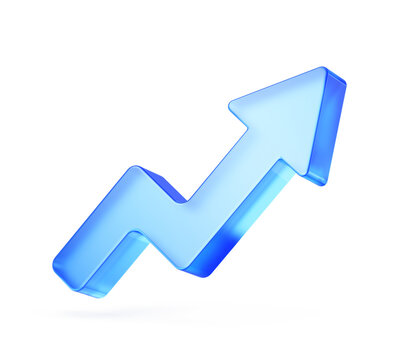 Blue arrow pointing up icon - Success, Growth, economic profit business concept