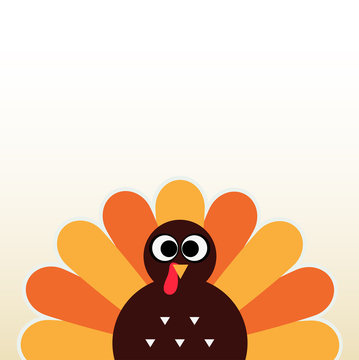 Thanksgiving colorful Turkey greeting with copyspace