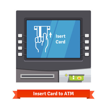 ATM machine with current operation on the screen