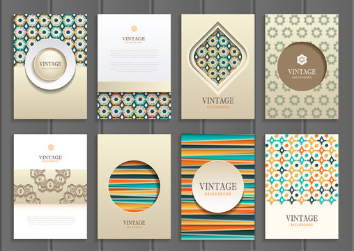 Stock vector set of brochures in vintage style