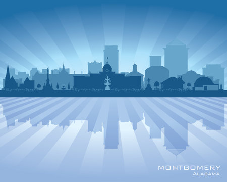 Montgomery Alabama city skyline vector silhouette