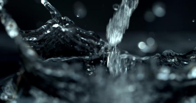 Super slow motion rain drops close up shot on Phantom Flex 4K