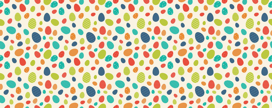 Easter wallpaper - seamless texture with decorative eggs. Vector.