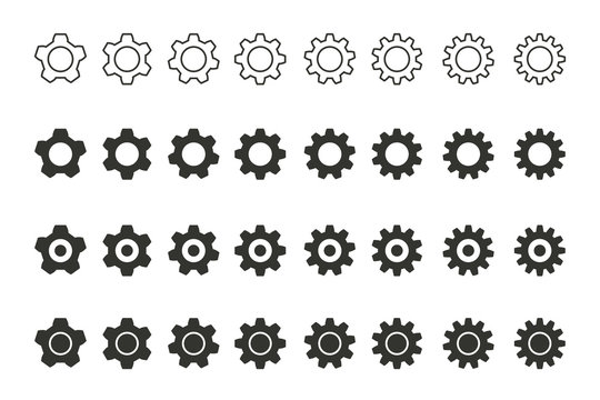 Settings vector icons set.