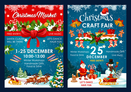 Christmas fair decoration vector posters