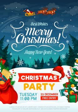 Christmas holiday party invitation poster