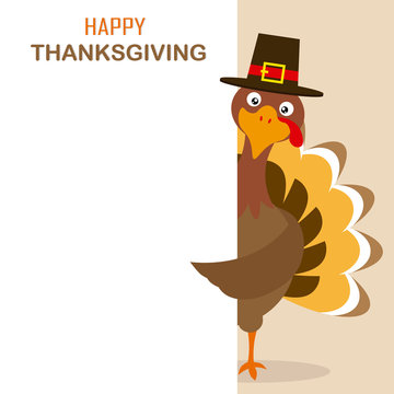 Thanksgiving day card. Turkey with hat and space for text