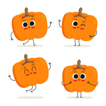 Pumpkin. Cute vegetable character set isolated on white