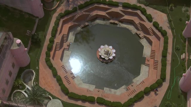  "Brahma Kunda" step well, Up, India, 4k aerial drone