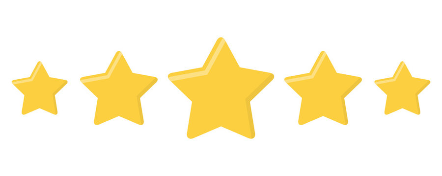 Five stars customer product rating review in a flat design