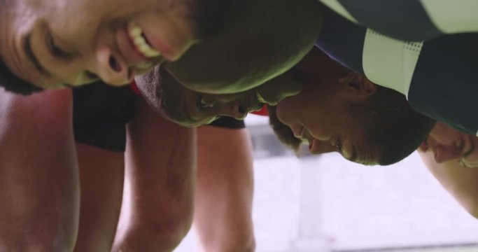 Rugby players playing rugby match in stadium 4k