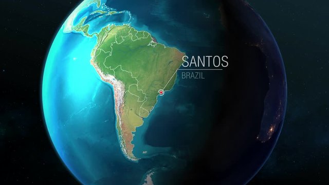 Brazil - Santos - Zooming from space to earth