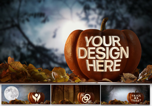 Carved Halloween Pumpkin Mockup