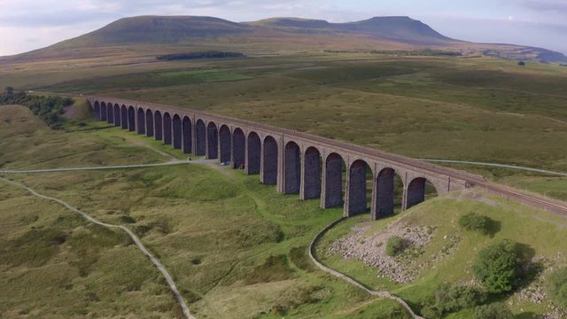 Aeriel footage of Ribblehead Viaduct,