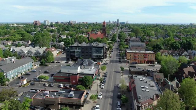 Buffalo, New York elmwood aerial footage