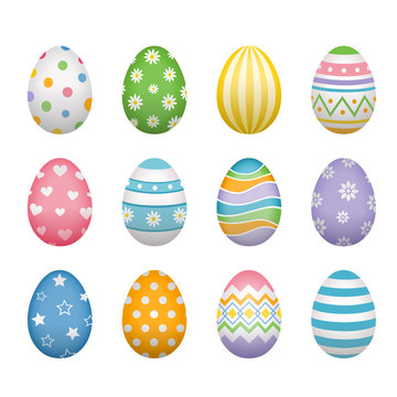 set of easter eggs isolated on white