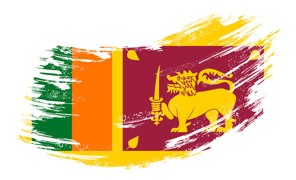 Sri Lanka flag grunge brush background. Vector illustration.