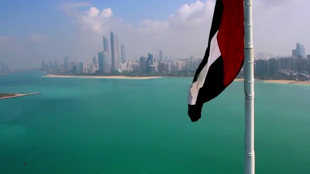 UAE Flag approaching by drone