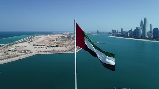 General view of Most popular place in Abu Dhabi is Corniche Street aerial shooting