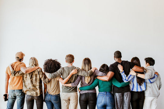 Group of people supporting each other