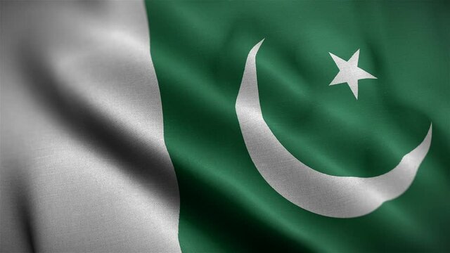 pakistan flag closeup blowing in wind