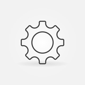 Simple Gear or Cog Wheel vector concept icon or symbol in thin line style