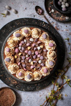 No-Bake Chocolate CheeseCake with Easter Eggs