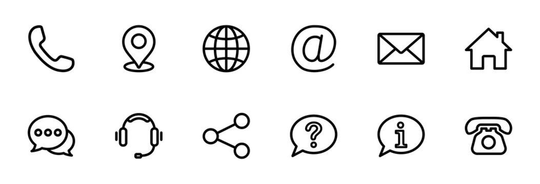 Contact us icon set. Web icon set. Website set icon vector