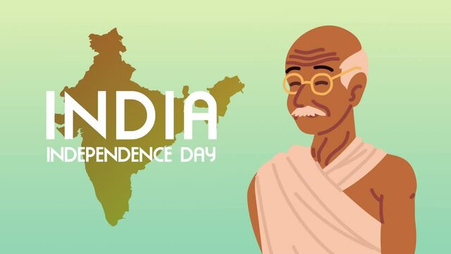 india independence day lettering with map