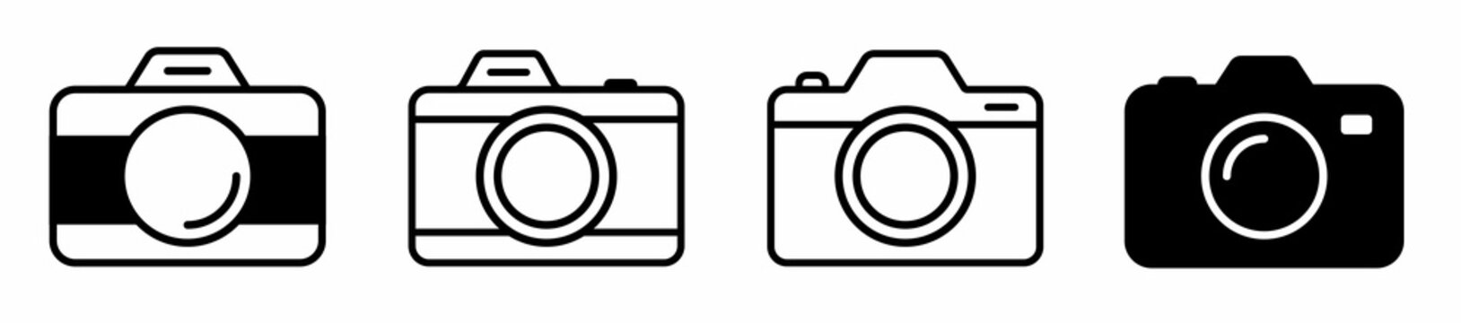 Camera icon set. Video camera icons set. Photo camera silhouettes icon set. Simple Camera Icon Variation. Vector illustration