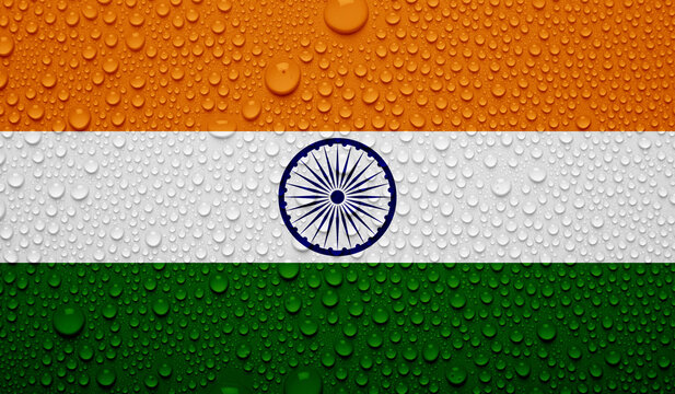 India flag on water texture. 3D image