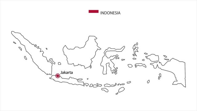 Motions point of Jakarta City with Indonesia flag and Indonesia map.