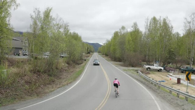 Mavic 2 Pro 4K footage of a biker riding for the Golden Nugget Triathlon in Alaska.