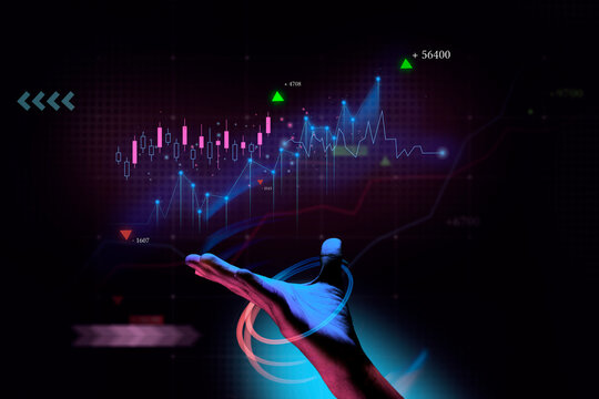 Businessman hand finance business chart of metaverse technology financial graph investment