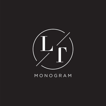 Letter LT logo with simple circle line. Creative look monogram logo design