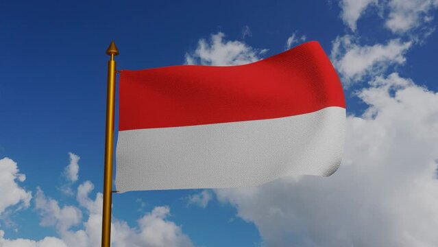 National flag of Indonesia waving 3D Render