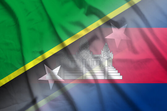 Saint Kitts and Nevis and Cambodia political flag transborder contract BTN KNA