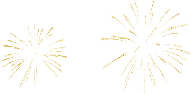 Golden firework texture, thin  stroke lines. Isolated png illustration, transparent background. Design  for overlay, montage, texture. Happy new year concept.