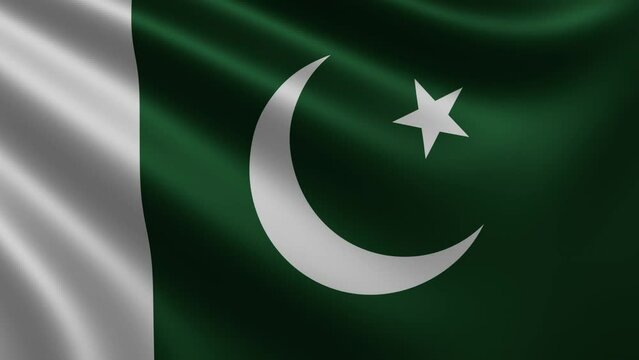 Pakistan flag in the wind closeup, the national flag of Pakistan flutters in 3d, in 4k resolution. High quality 4k footage